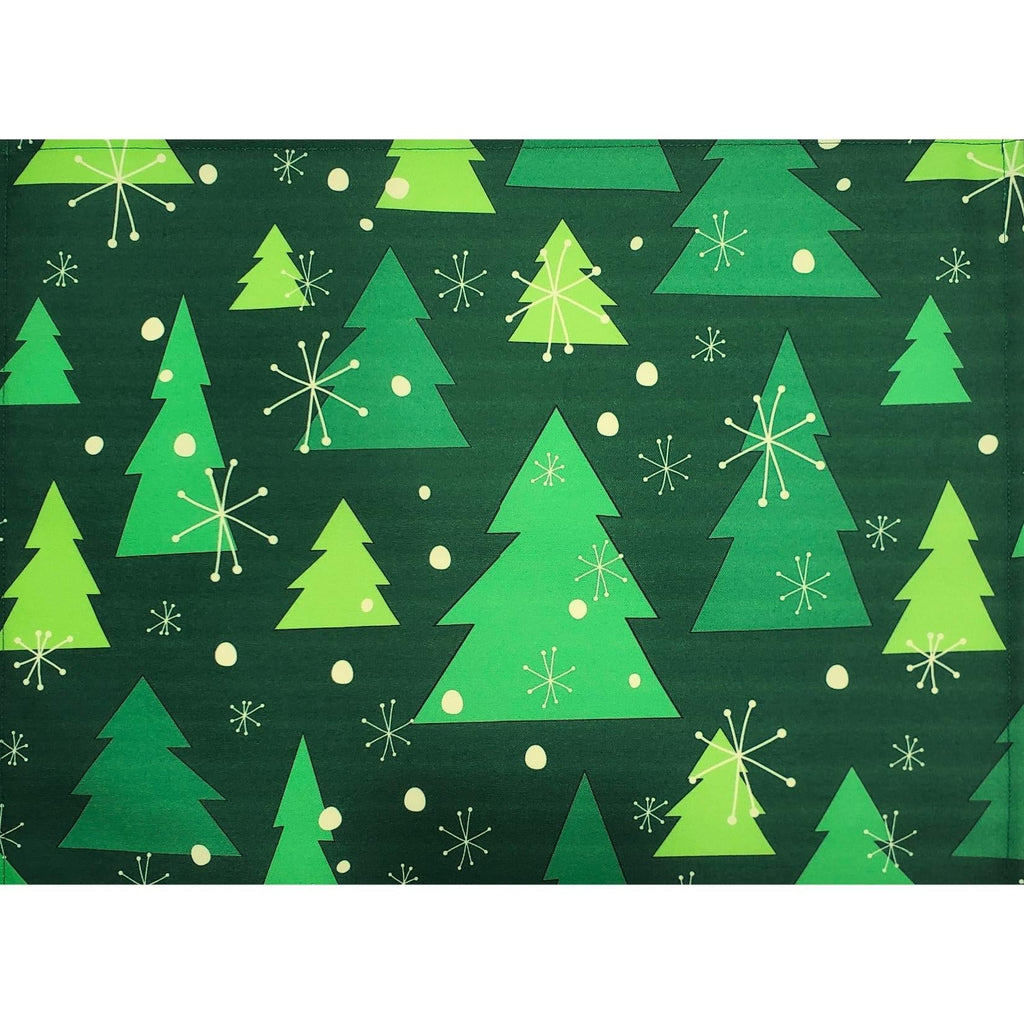Set of 4 Placemats Christmas Tree Cloth Waterproof 17" by 13"  - Green