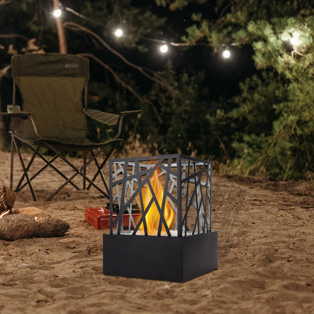 JHY DESIGN Portable Fire Pit Bowl 29cm H – Clean-Burning Bio Ethanol, Ventless, Indoor/Outdoor